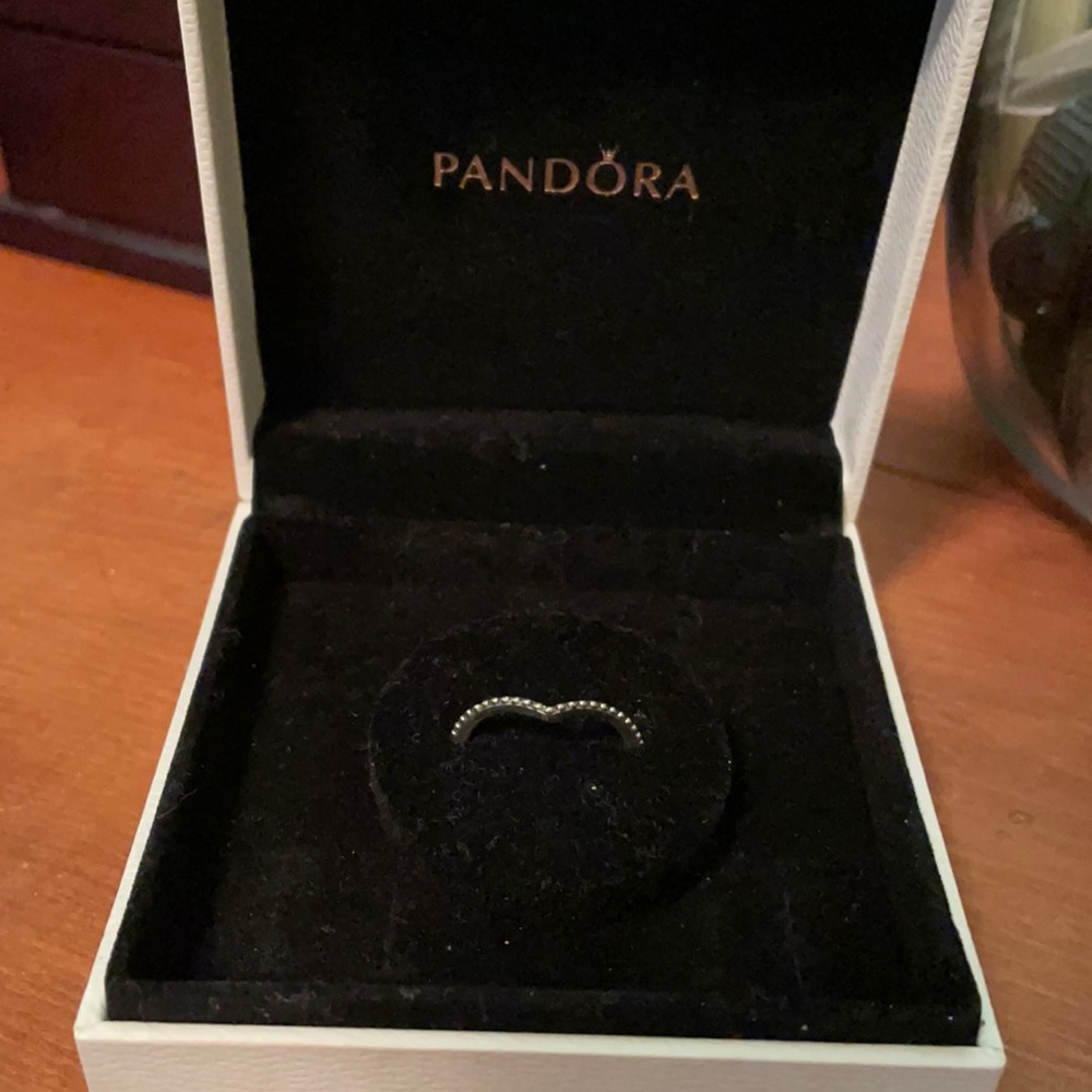 Beaded Wishbone Pandora Ring